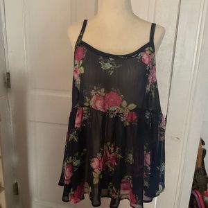 TORRID FLORAL CHIFFON BABYDOLL TOP
